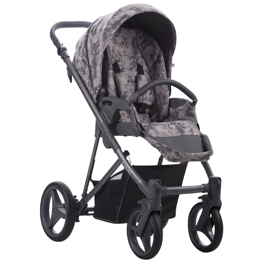Детская коляска Bebetto Flavio 3 в 1 с автокреслом Avionaut Cosmo 104 серый с узором серая рама