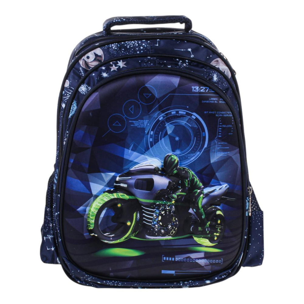 Рюкзак "Мотоцикл", 40*12*29см, анатом. спинка, 2 отд+ карман, боковые карманы