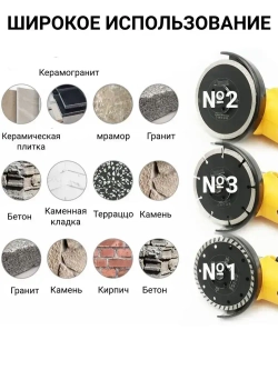 Диск алмазный 125мм ТУРБО (универсальный)-3шт. Круг для резки армированного бетона, камня, кирпича, керамики