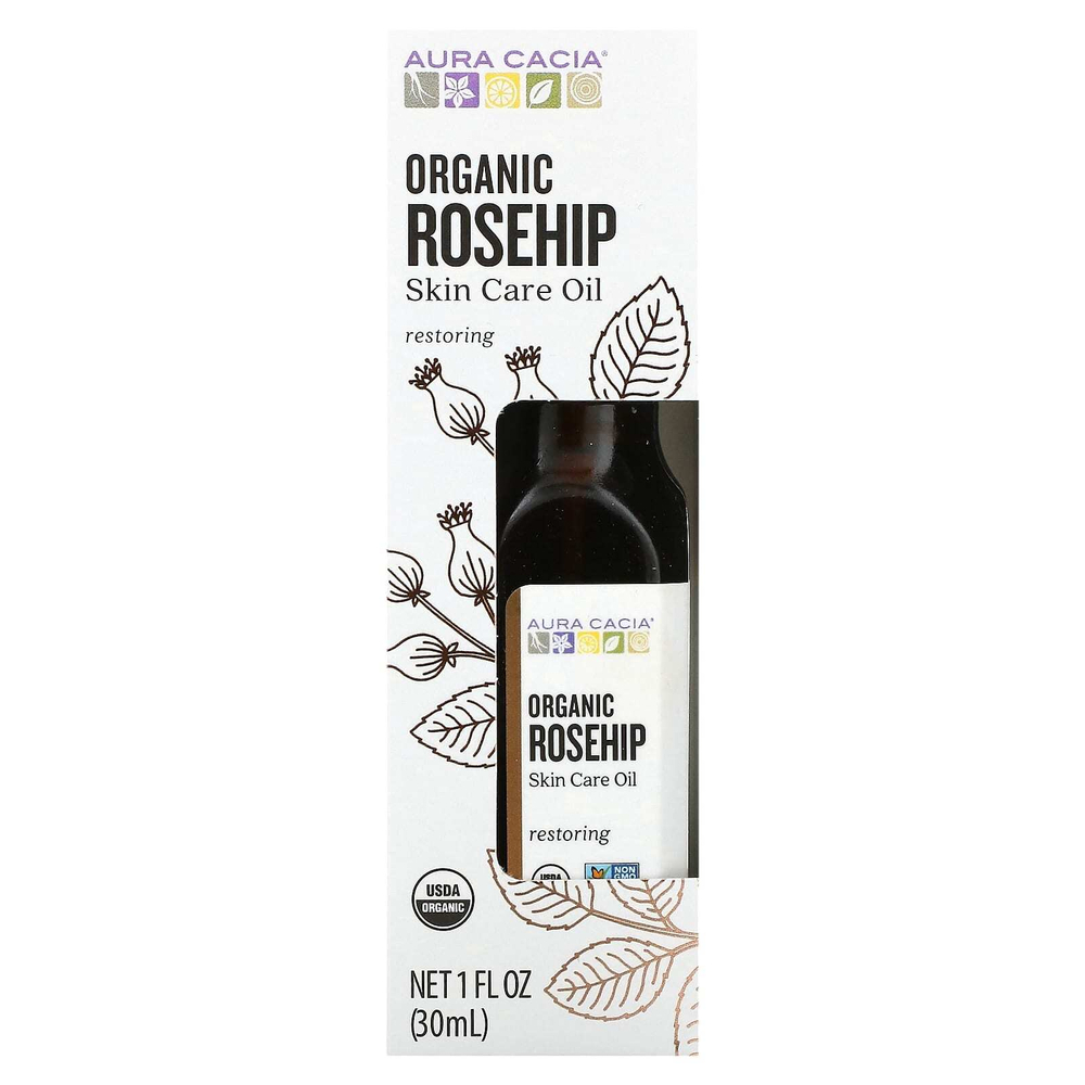 Aura Cacia, Органическое уходовое масло для кожи, Restoring, шиповник, 1 ж. унц. (30 мл)