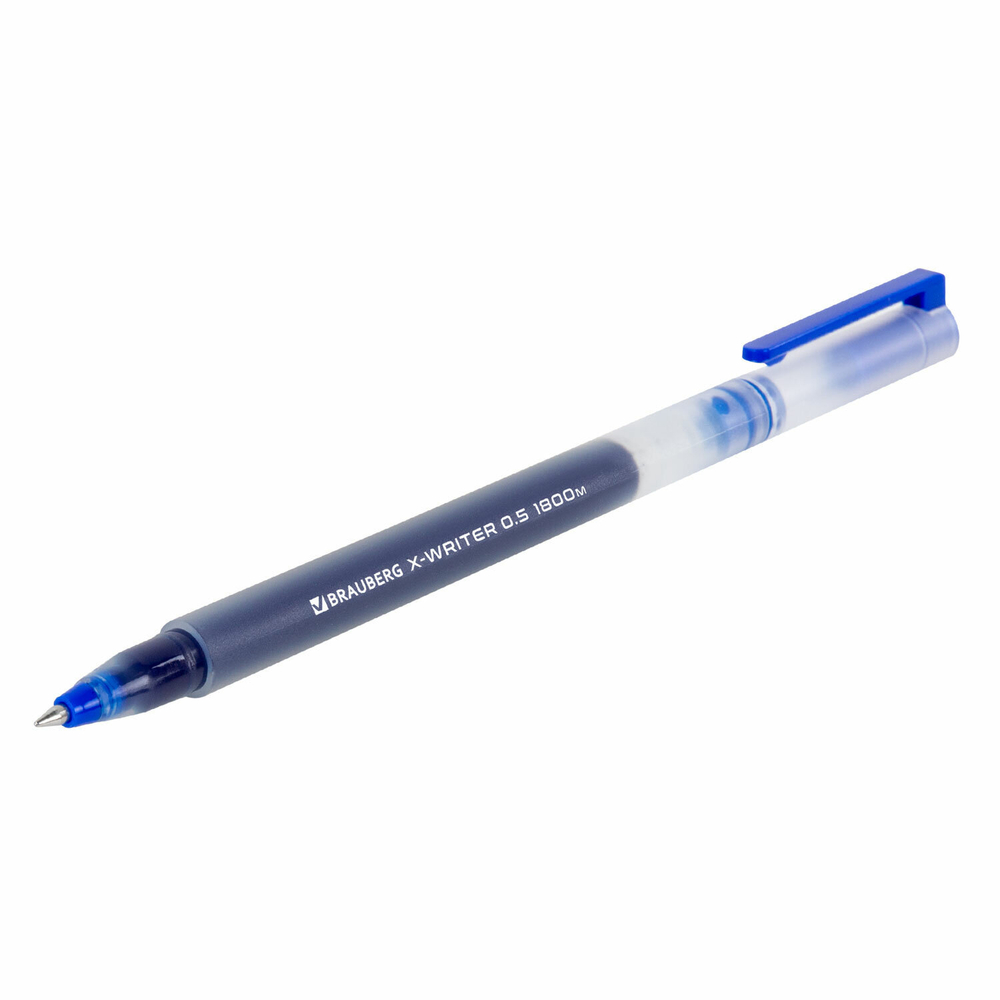 Ручки гелевые BRAUBERG "X-WRITER 1800", УВЕЛИЧЕННАЯ ДЛИНА ПИСЬМА 1 800 м, СИНИЕ, КОМПЛЕКТ 10 ШТУК, стандартный узел 0,5 мм, 144137