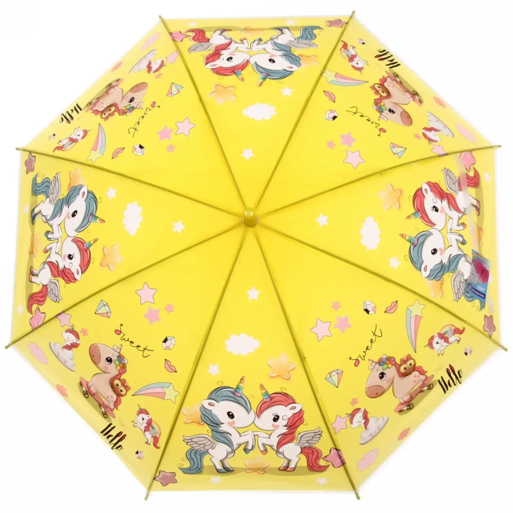 Зонт детский полуавтомат «Ultramarine - Единорожки», микс 4 цвета, 8 спиц, d-86см, длина в слож. виде 65см