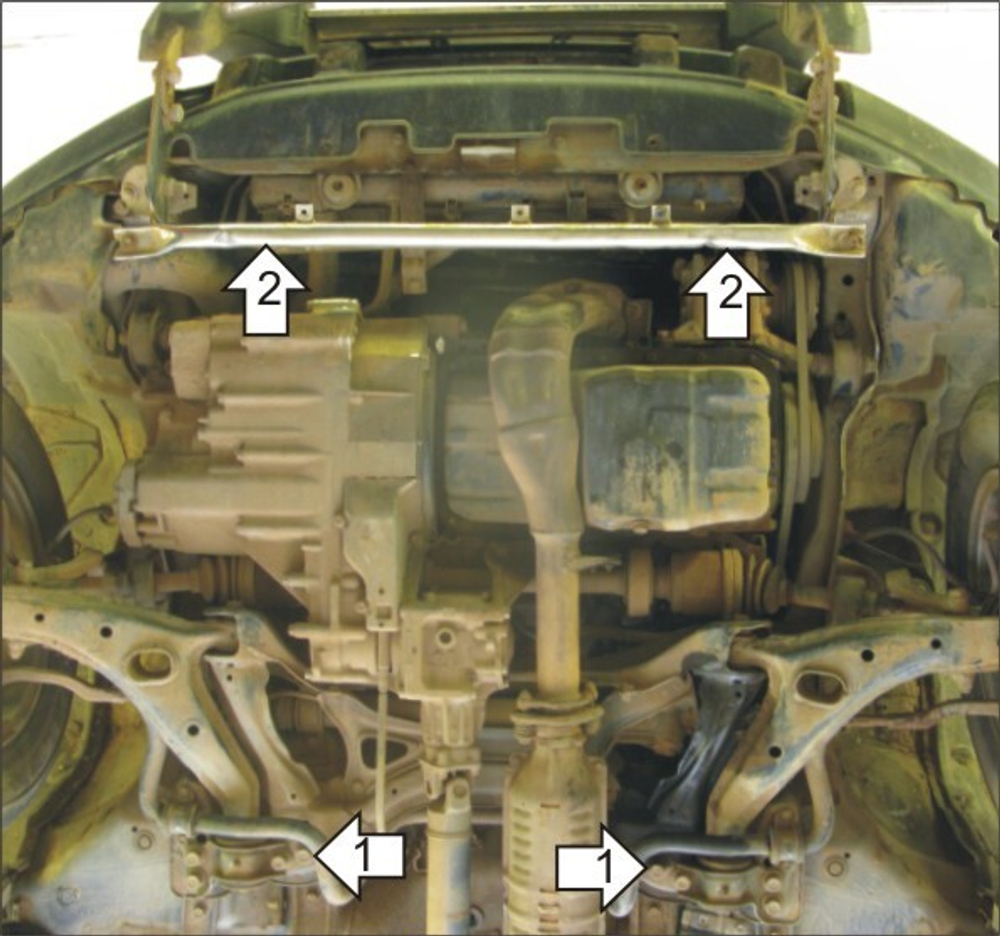 Защита картера Двигателя, КПП. 2 мм, Сталь. для Honda CR-V I 1997-2002 MOTODOR.00805