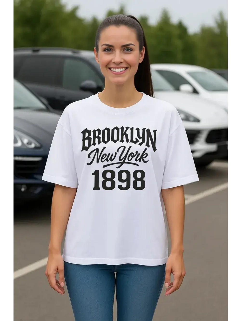 Футболка больших размеров с принтом Brooklyn