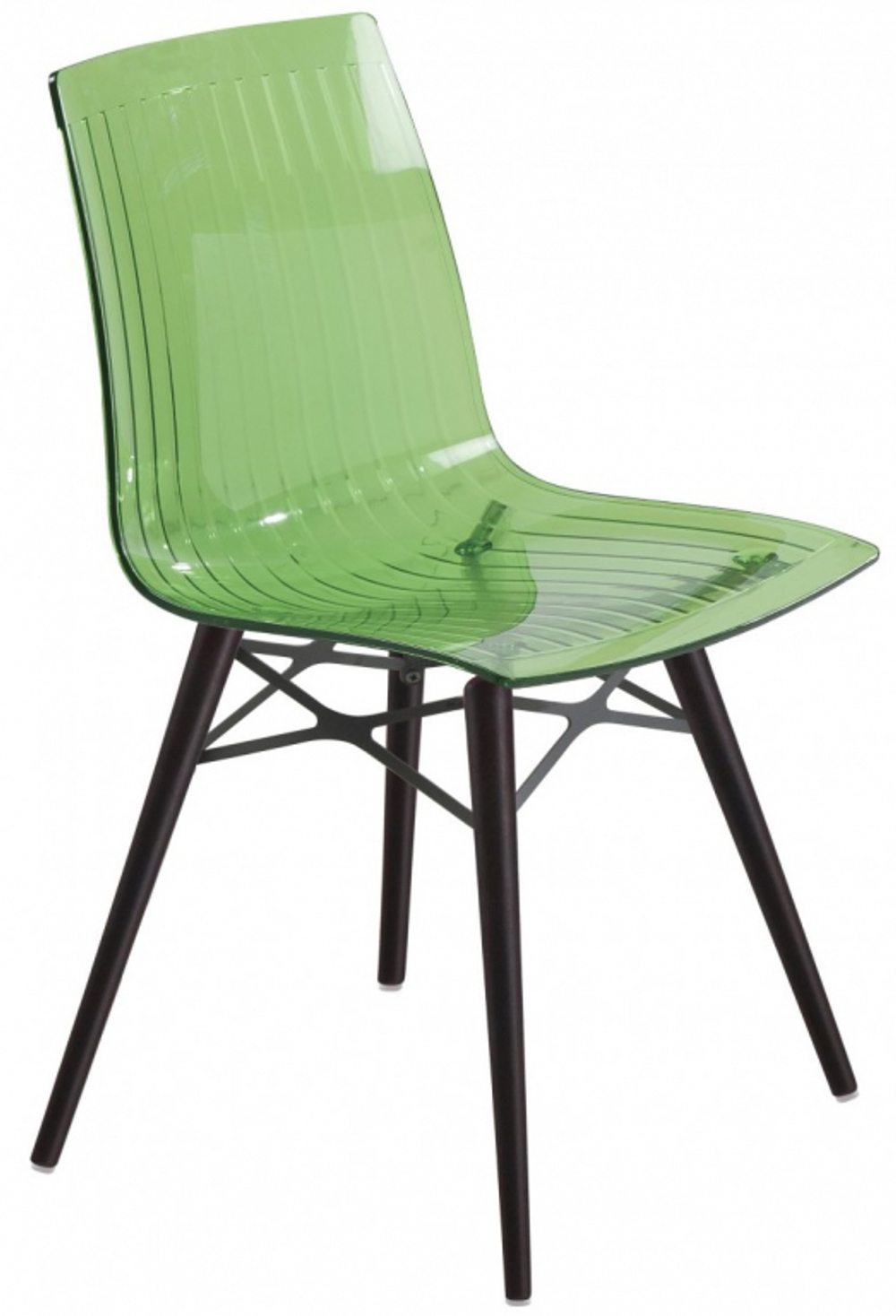 Стул прозрачный Papatya X-Treme-S Wox Beech Wood, венге, зеленый