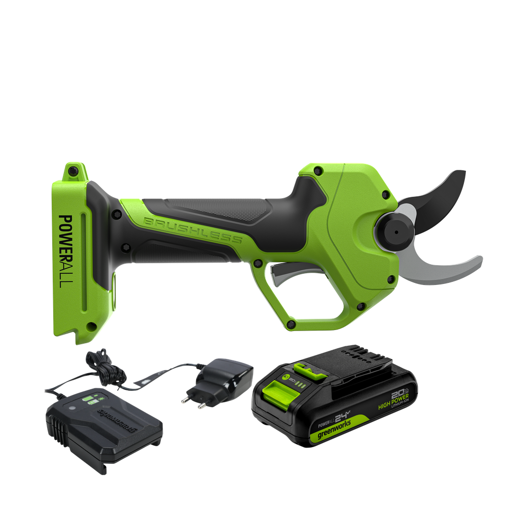 Секатор аккумуляторный Greenworks PR24320, 24V, 32 мм, c 1 х АКБ 4 Ач и ЗУ (PR24320UB)