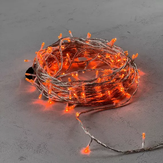 Светодиодная гирлянда с возможностью динамики 20 м., 200 оранжевых LED ламп, 24V., прозрачный силиконовый провод, IP65, Beauty Led (EST200-3W10-1OR)