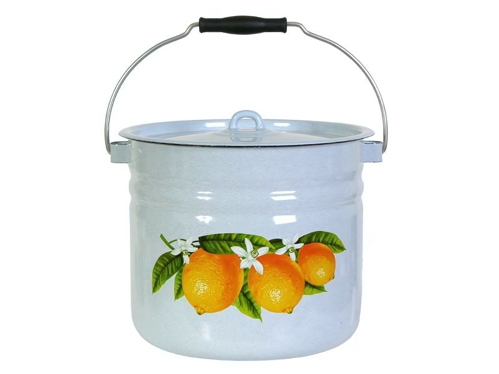 Ведро 12л цилиндр. с крышкой с рисунком