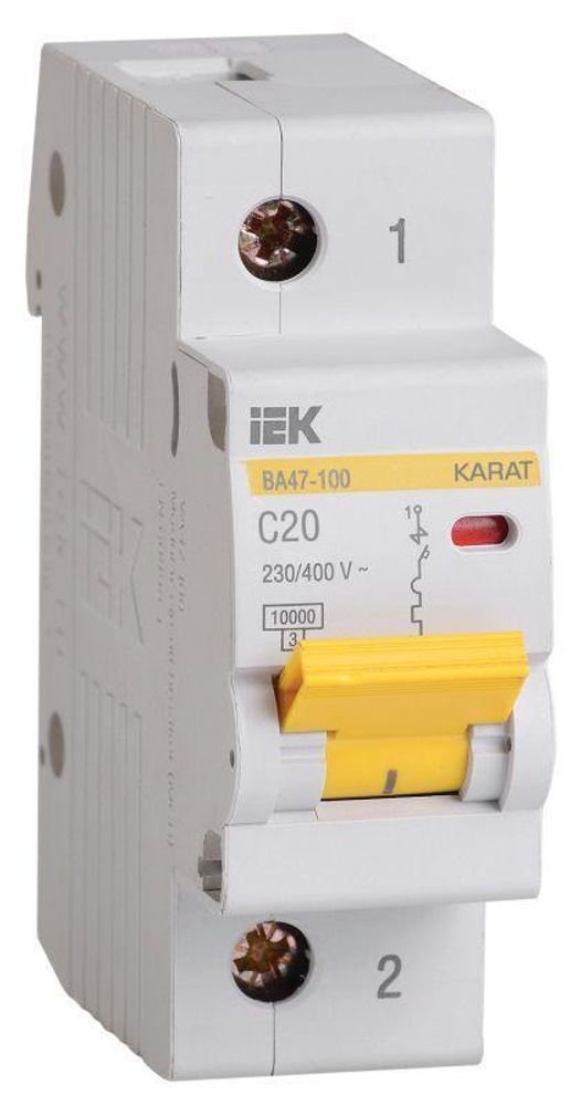 Выключатель автоматический модульный 1п C 20А 10кА ВА47-100 KARAT IEK MVA40-1-020-C