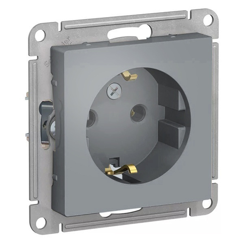 Розетка с заземлением 16А SE AtlasDesign, грифель [уп 10 шт] ATN000743