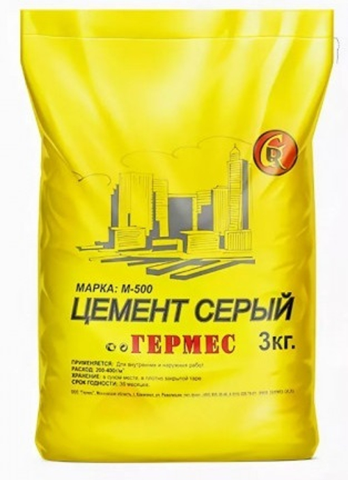Цемент м-500 3 кг серый  Гермес
