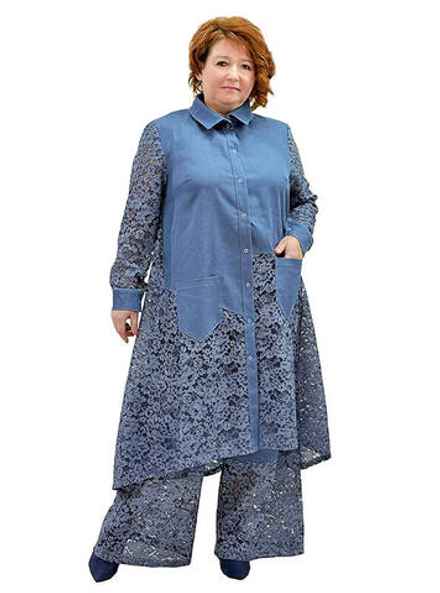 Платье-рубашка с кружевом Весенний ручей