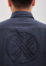 Рубашка мужская лен SHANYRAQ DARK BLUE