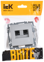 BRITE Розетка компьютерная двойная RJ45 кат.5E РК10-2-БрА алюминий IEK
