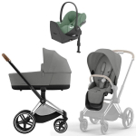 Коляска Cybex Priam IV Chrome Brown complete Cloud T Leaf Green Plus Base T 4 в 1 Mirage Grey