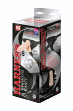 Женский пояс-трусики c 2 насадками и вагинальной пробкой WOMAN LONG (Цвет: телесный с черным)