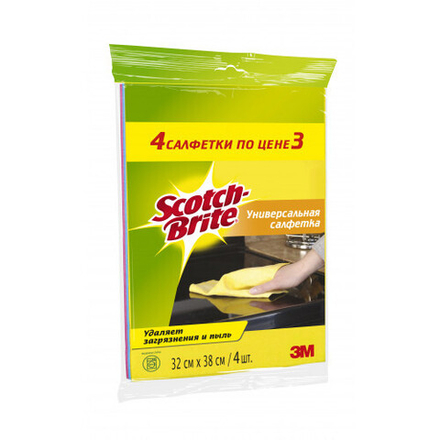 Scotch-Brite Салфетка Универсальная 4 по цене 3 (32х38см), 4шт [GPW-4IN3]