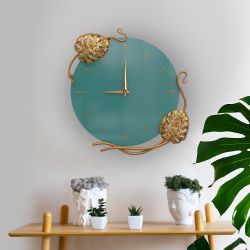 Часы настенные Monstera Deliciosa (Монстера) Колор Пастельно-синий Амбер