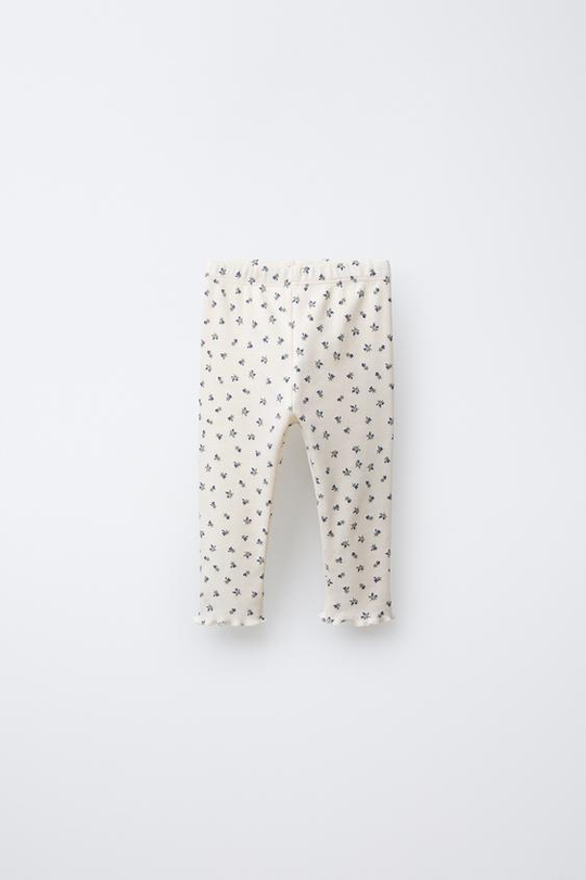 ZARA ЛЕГИНСЫ С ПРИНТОМ, ЭКРЮ/СИНИЙ
