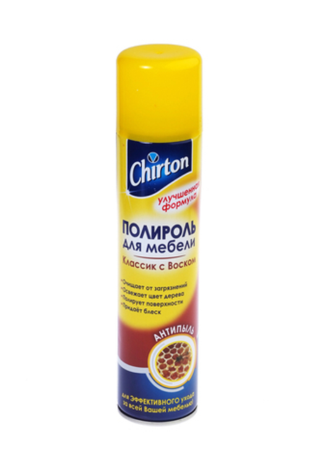 Чистящее средство Чиртон полироль для мебели антипыль без аромата 300мл аэрозоль баллон Классик с воском