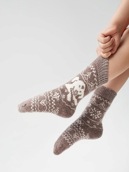 Теплые пуховые носки Н427-13 коричневый