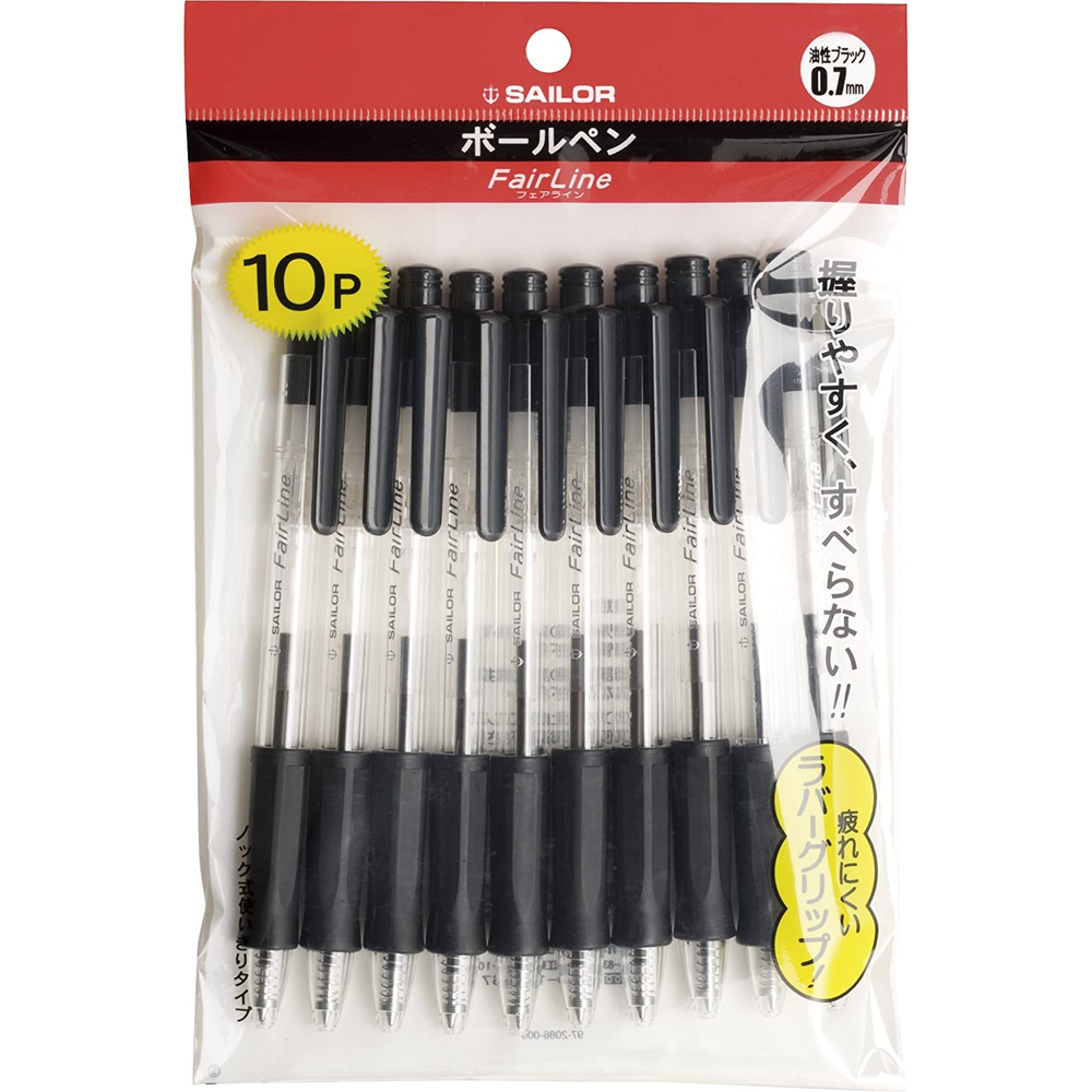 Ручки шариковые Sailor FairLine чёрные (10 шт)