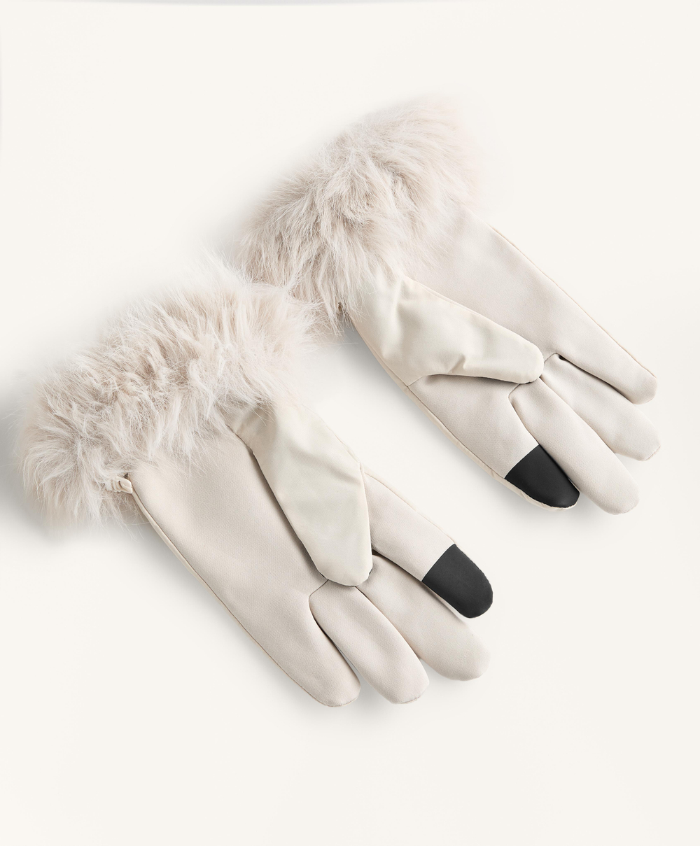 Oysho Перчатки с эффектом меха Primaloft®, каменный