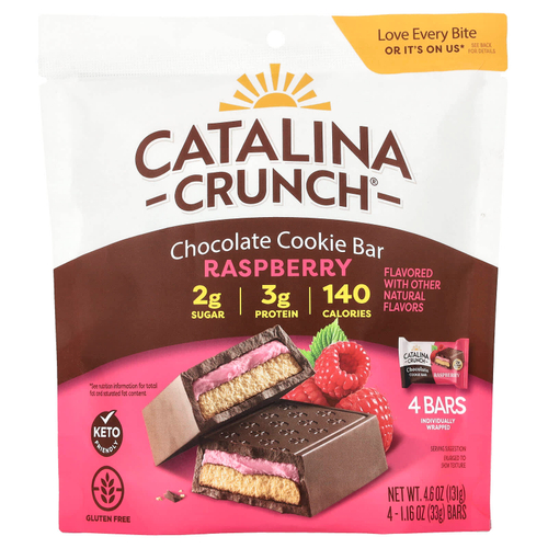 Catalina Crunch, Шоколадное печенье, малиновое, 4 батончика, 33 г (1,16 унции)