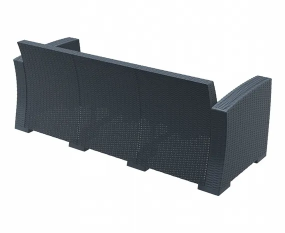 Диван пластиковый плетеный трехместный Monaco Lounge XL, антрацит