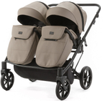 Детская коляска для двойни Adamex Leo Duo Deluxe 3 в 1 DUO-SA9 (Т.БЕЖЕВАЯ КОЖА)