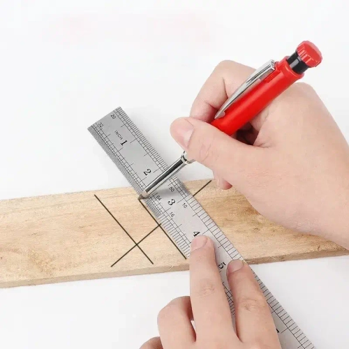 Карандаш строительный механический с точилкой, с комплектом грифелей(корпус красный/оранжевый)