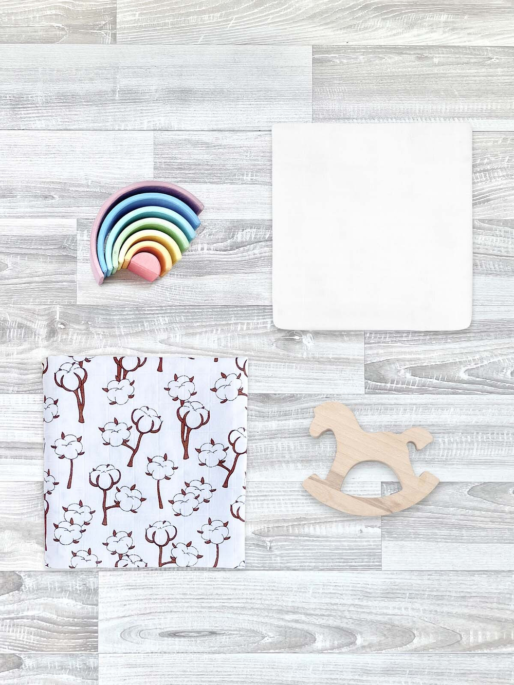 Сет из 2х муслиновых пелёнок Mjölk Хлопок/White