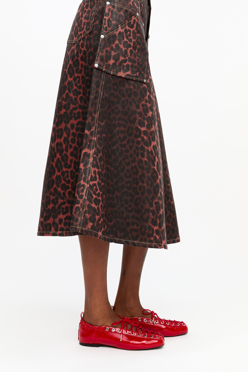 GANNI БАЛЕТКИ НА ШНУРОВКЕ, КРАСНЫЙ