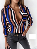 Женская Рубашка 7007 "Цветные Полоски" №3