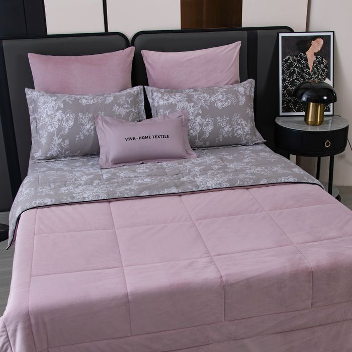 Комплект постельного белья на резинке с одеялом Велюрия Люкс «Лавандовый букет»