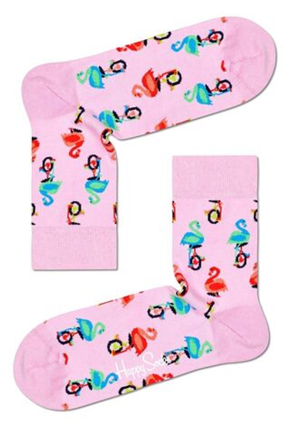 Носки унисекс Flamingo Half Crew Sock с фламинго на колесах (Размер: 25) (Цвет: розовый)