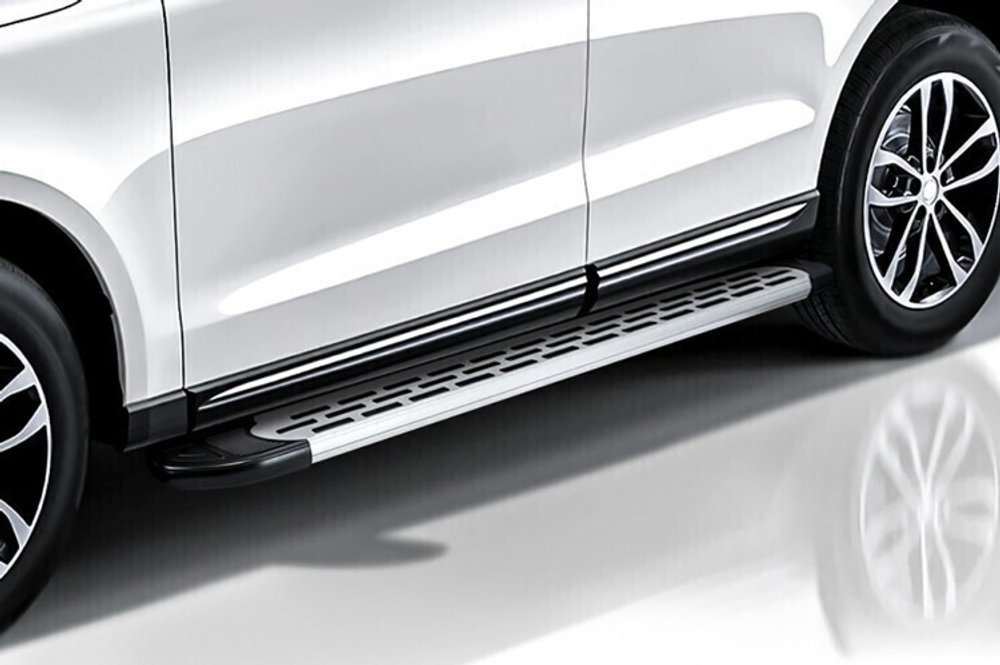 Пороги алюминиевые Lexus NX-300h (2014-2021) Premium серебристые