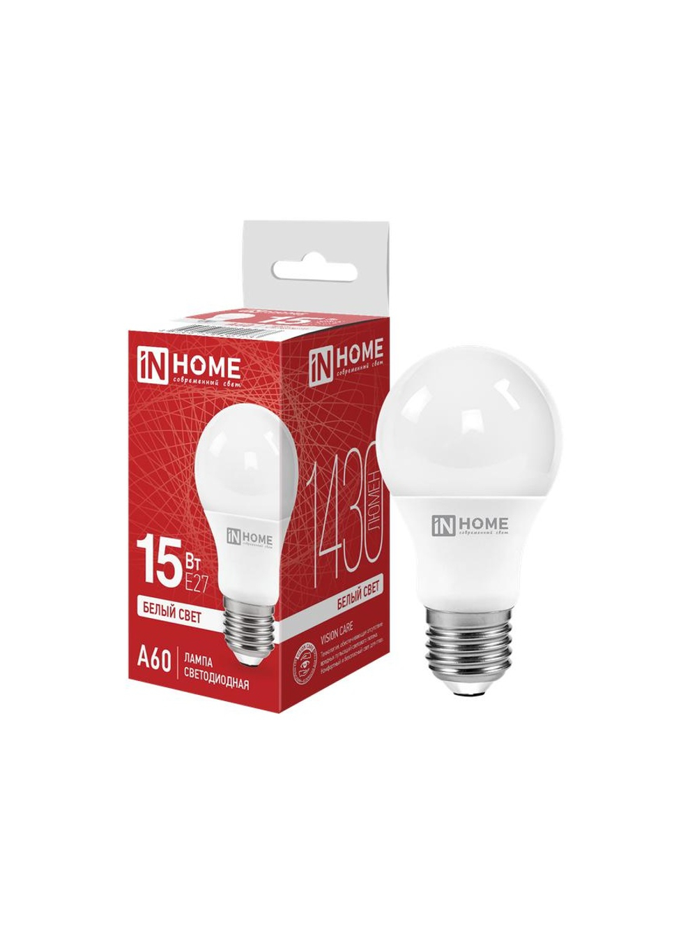 Лампа светодиодная LED-A60-VC 15Вт грушевидная 4000К нейтр. бел. E27 1430лм 230В IN HOME 4690612020273