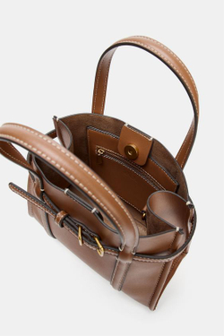 ZARA НЕБОЛЬШАЯ СУМКА-ШОПЕР, ТЕМНЫЙ РЫЖЕВАТО-КОРИЧНЕВЫЙ