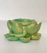 Подсвечник из гипса 12*5см «Змея в лотосе» (зеленый)