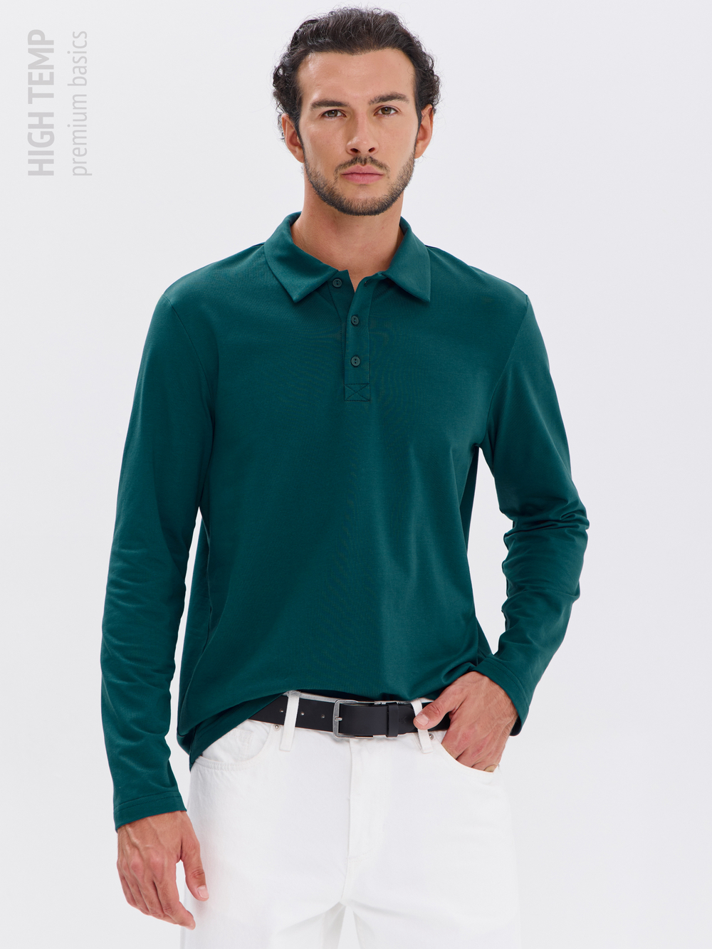Повседневный базовый лонгслив поло