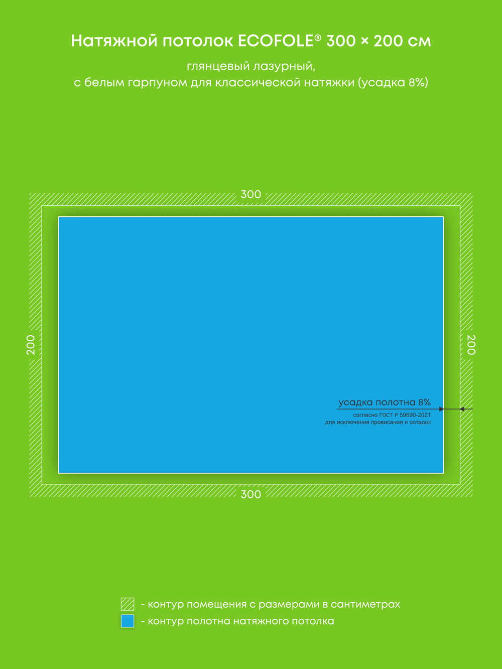 Глянцевый натяжной потолок 6 м2