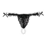 Набор Brazilian Panty: черные трусики со стимулирующими бусинами и массажный гель Sliding Gel Strawberry (Размер: S-M-L-XL-XXL) (Цвет: черный)