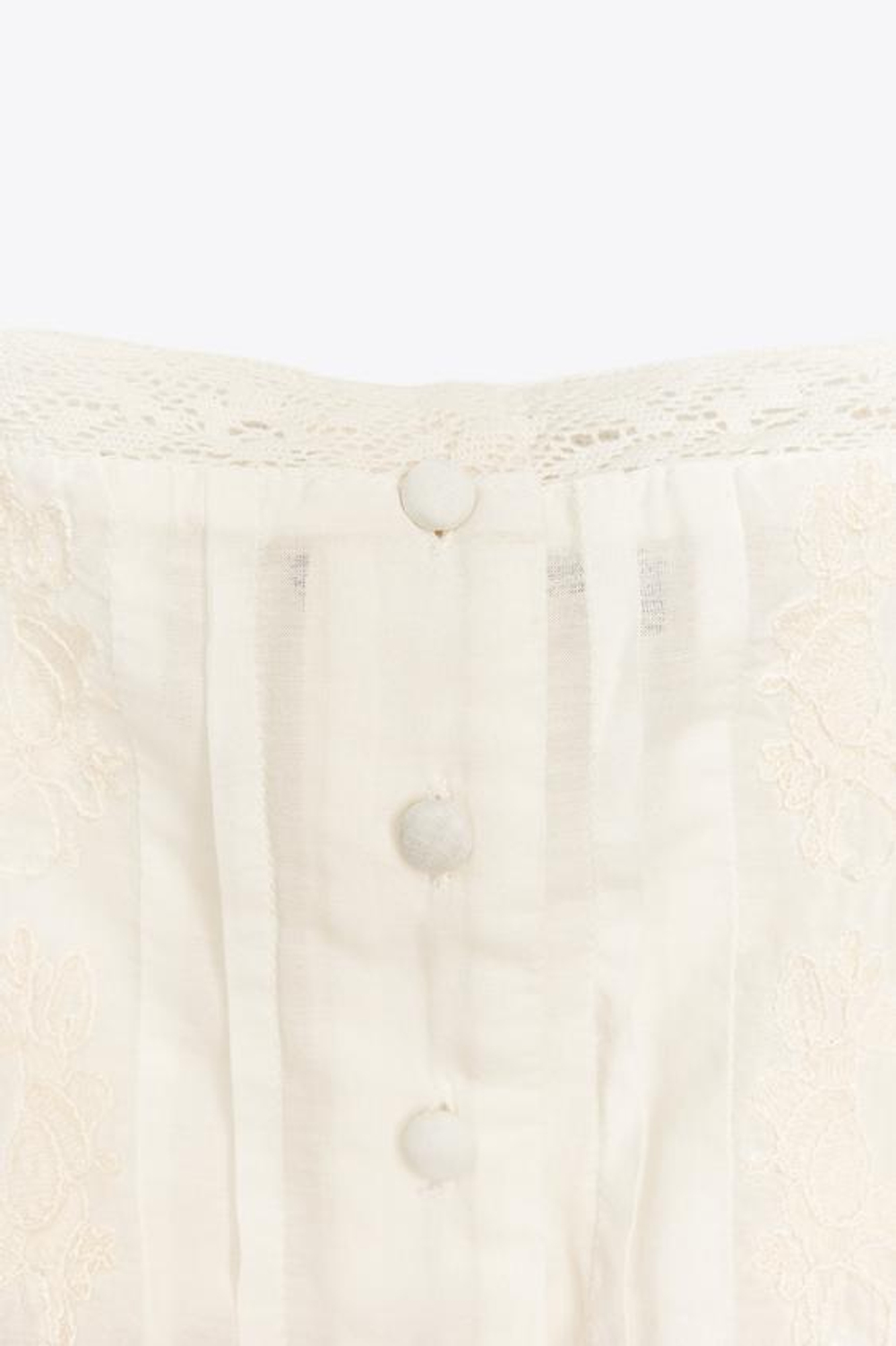 ZARA ТОП С ВЫШИВКОЙ И ЗАВЯЗКАМИ, ЭКРЮ