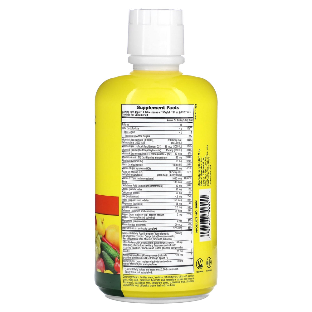 NaturesPlus, Source of Life, жидкая мультивитаминная и минеральная добавка, тропические фрукты, 887,10 мл (30 жидк. Унций)