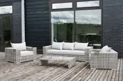 "Тито" лаунж-зона из искусственного ротанга, цвет серый
