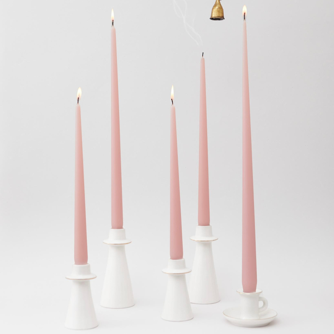 Свеча классическая 40 см, бледно-пудровый
