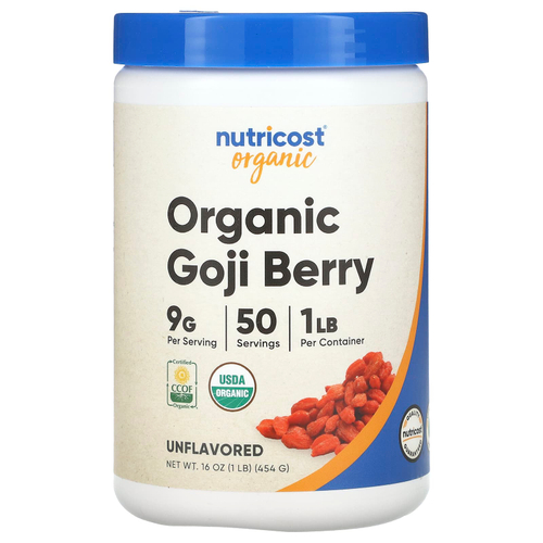 Nutricost, органические ягоды годжи, без добавок, 454 г (1 фунт)