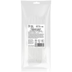 Кабельная стяжка ЭРА NO-224-186 (хомут) нейлоновая 2.5 х 100 мм белая 100 шт/уп Simple | Кабельные стяжки (хомуты)