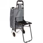 Тележка хозяйственная с сумкой и откидным стулом (88*34*53см, колеса 16см) цветная 008A